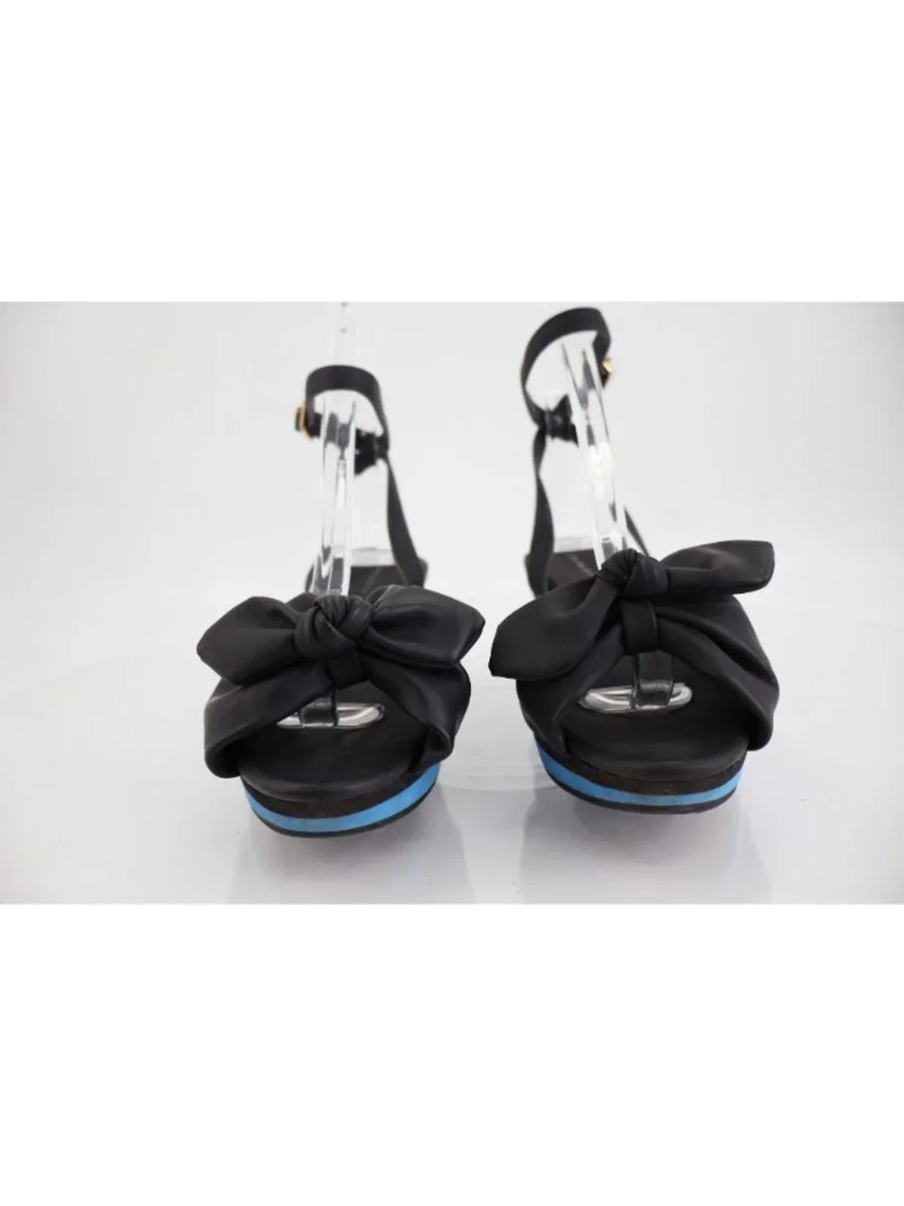 Charlotte Olympia Alexa Wedge Women's 5.5 Black Bow Rubber Sole Sandals